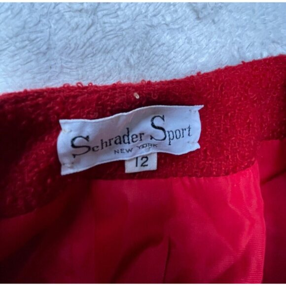 Vintage Schrader Sport Womens Wool Mock Neck Button Cardigan Sweater Size 12 Red - Picture 3 of 8